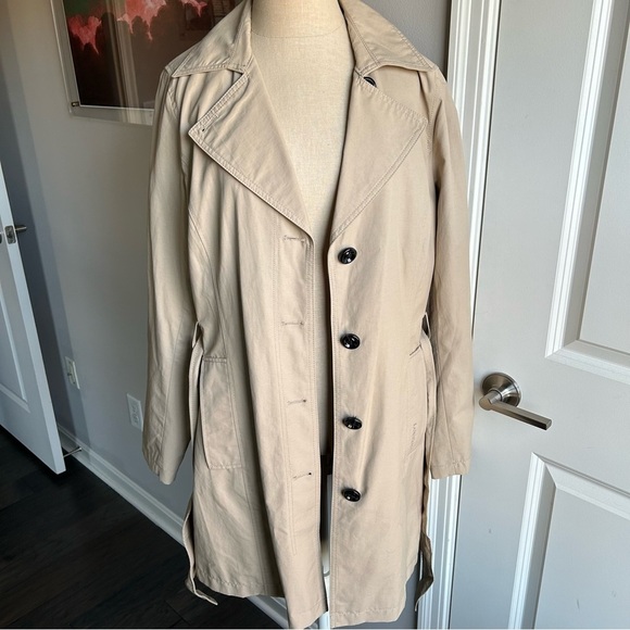 Lands' End Beige Double-Breasted Trench Coat | Size M (10/12) | Classic Staple - Picture 1 of 14